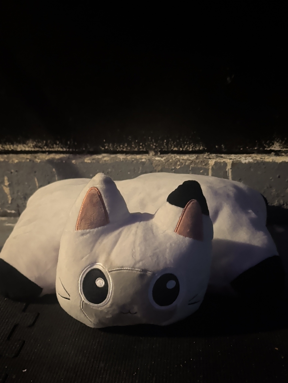 Plush Cat Pet Bed Pillow - White and Black